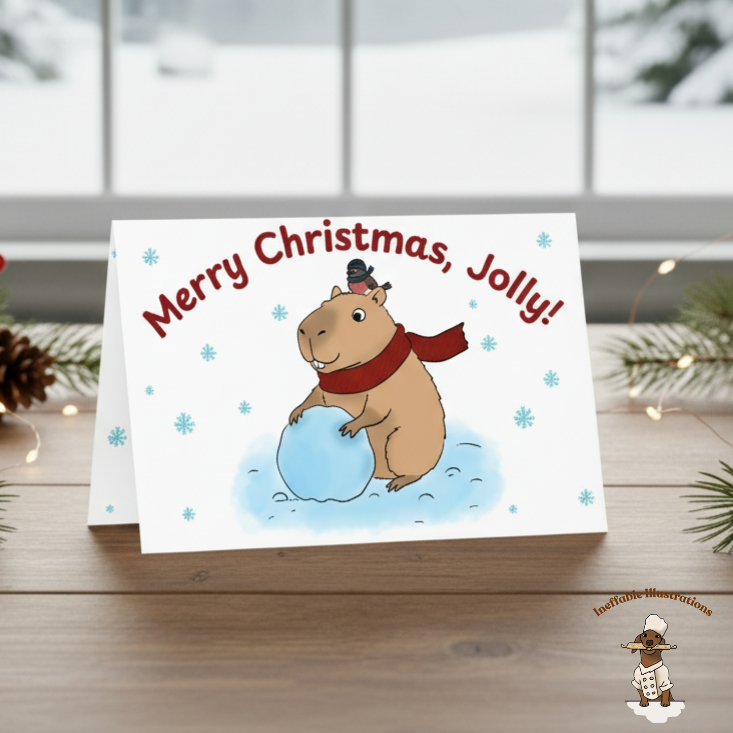Personalized Capybara Christmas Card - Custom Name Holiday Greeting Card with Jolly