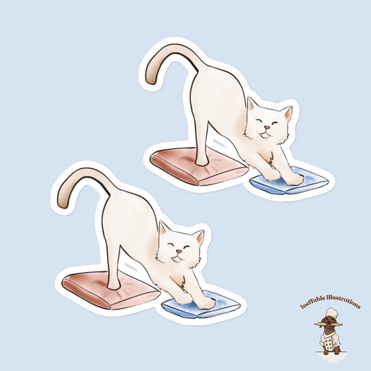 Ralph Cat Lazy Stretching 4-Pack Stickers