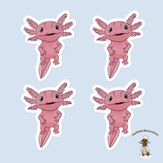 Cute Axolotl Alex Stickers Bubble Free, Waterproof Decorative Decals for Laptops, Phones & Notebooks