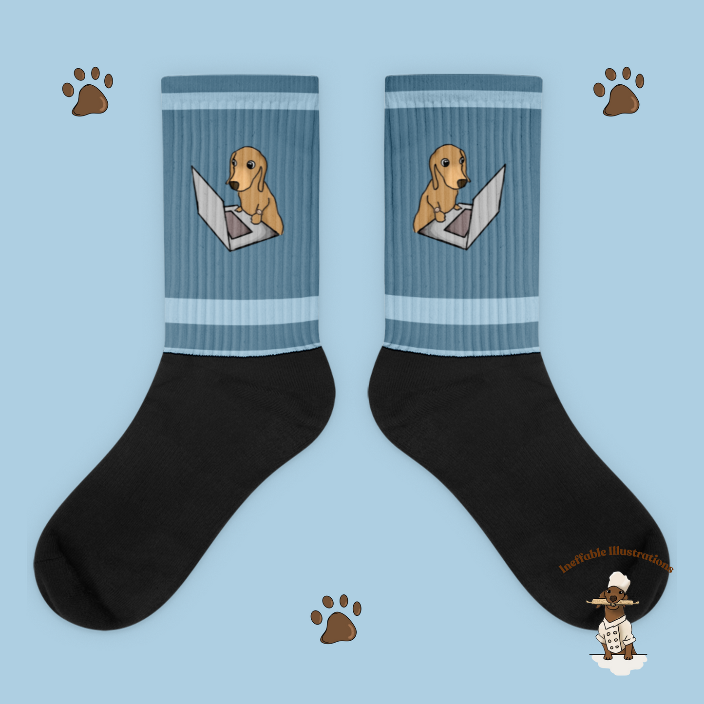 Dachshund Socks with dachshund Oliver with Computer Design | Cute Dog Lover Gift | Novelty Cotton Crew Socks