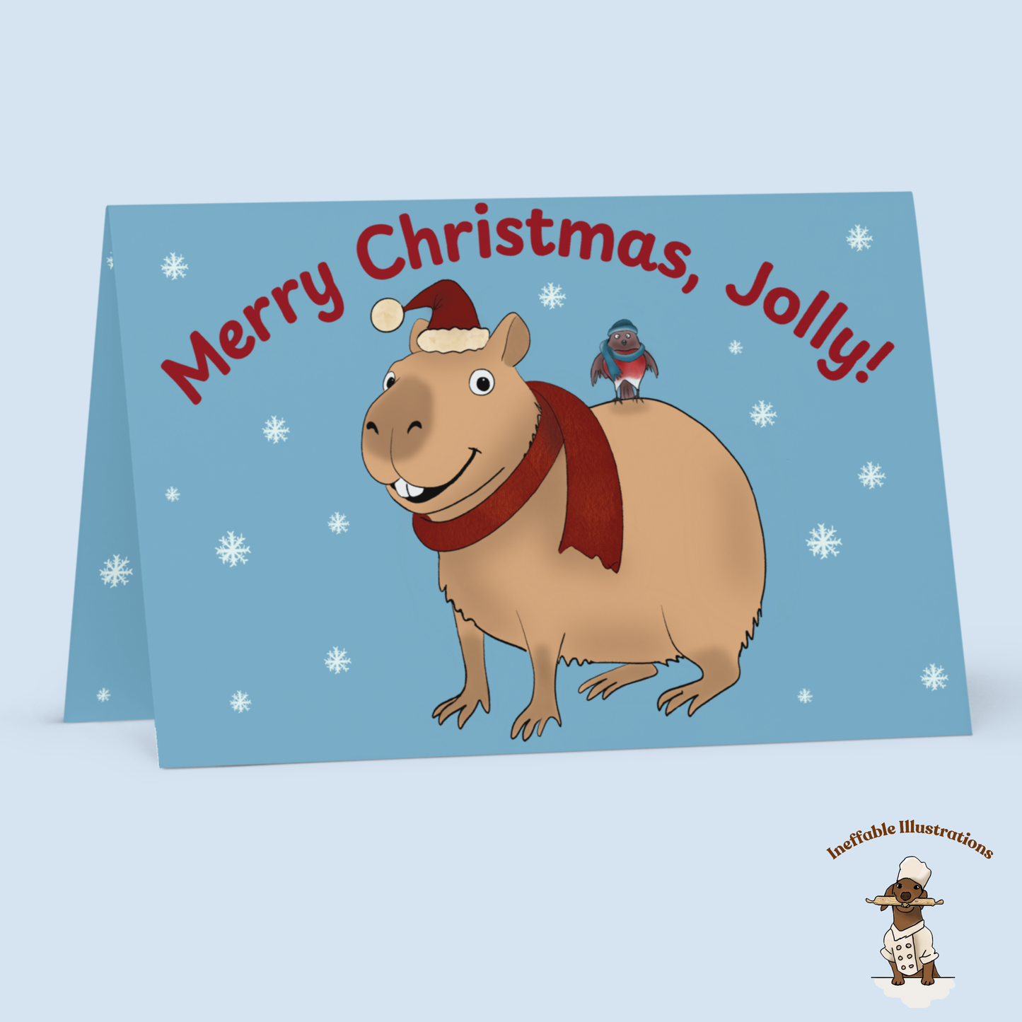 Personalized Christmas Greeting Card with Jolly the Capybara