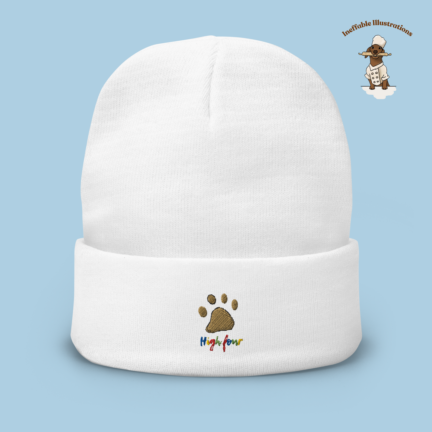 Embroidered Beanie with Dog Paw & High Four - Cute Pet Lover Gift, Custom Dog Apparel, Winter Hat, Animal Lover Accessory