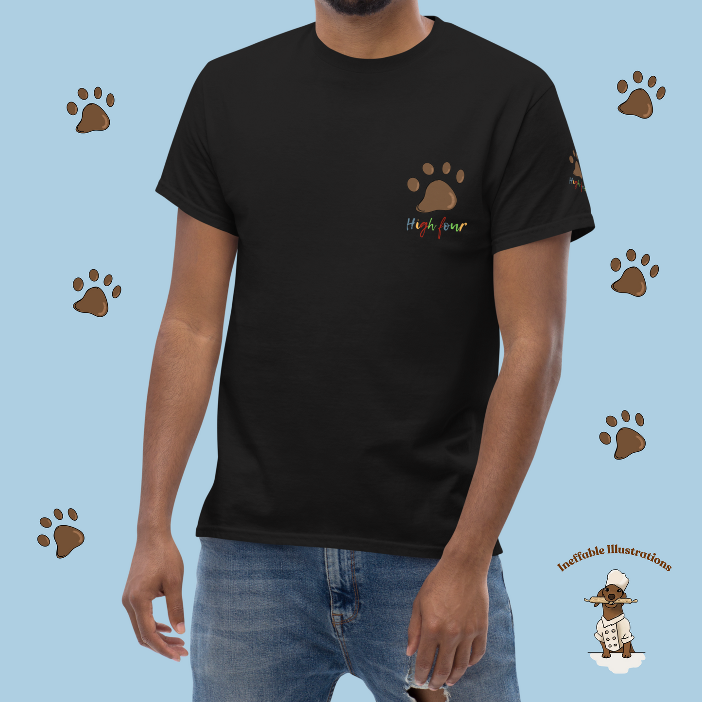 Dog Paw Tee - Unisex Classic T-Shirt for Dog Lovers and Dachshund Fans, Cute & Comfortable Pet Apparel, High Four with Your Furry Friend