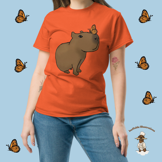 Shirt. Hand-Drawn Cute Capybara Jolly Shirt - 100% Cotton Unisex Shirt for Trendy Streetwear Looks