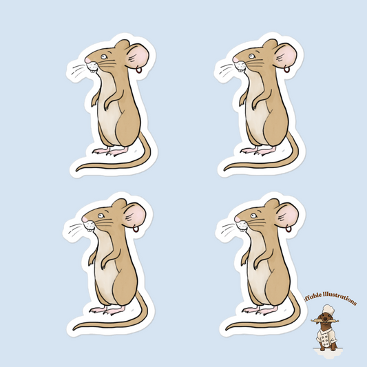 Bubble-Free Cute Mouse Stickers - Pedro Character Decals for Laptops, Notebooks & Crafts, Durable Waterproof Vinyl, Kids and Adults Gift - Ineffable Illustrations
