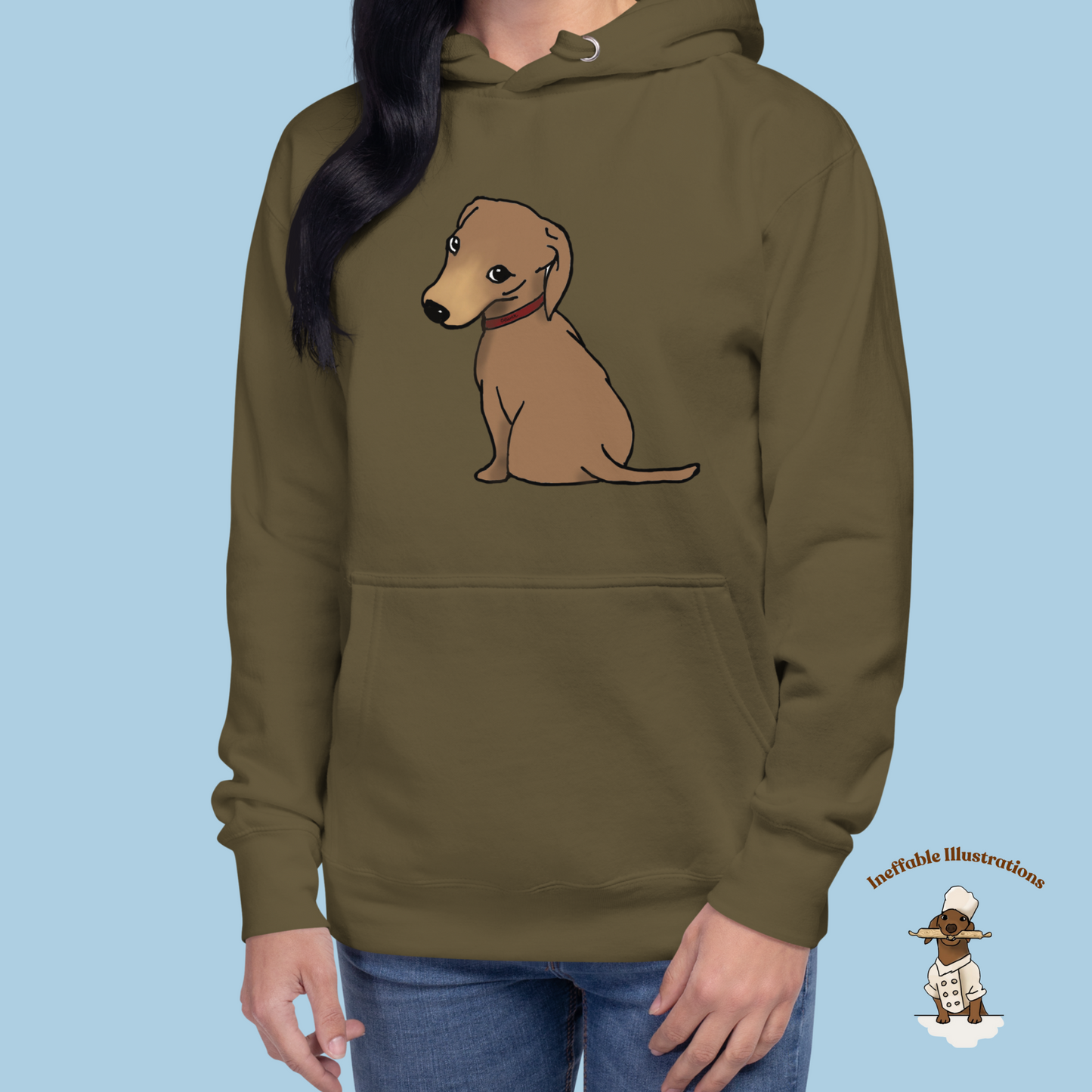 Cute Dachshund Oliver Hoodie | Unisex Hand-Illustrated Dachshund Design | Cozy Pet Lover Gift | Casual Wear for Dog Lovers