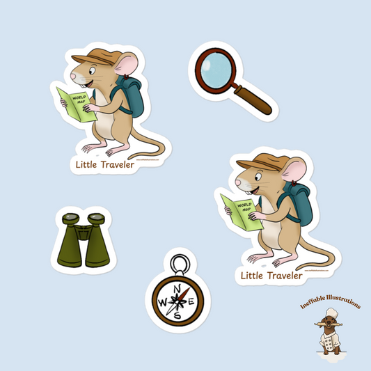 Little Traveler Sticker Pack - 5 Hand-Drawn Explorer Stickers