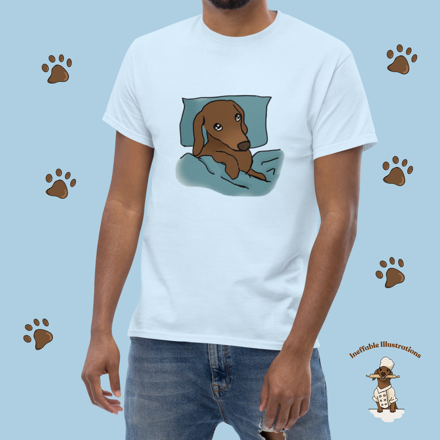 Shirt. Sleepy Dachshund Oliver Unisex Classic Tee, Cute Dog Lover Shirt, Funny Pet Gift, Comfortable Casual Wear for Dog Owners