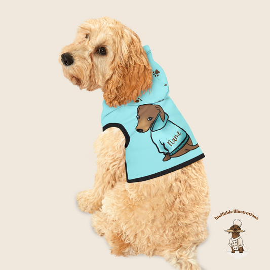 Personalized Dog Hoodie - Cute Dachshund Oliver Custom Pet Apparel, Animal Lover Gift, Cute Puppy Sweater