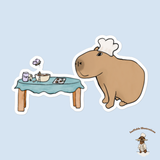 Capybara Chef Stickers Bubble Free Cute Animal Cooking Decals with Butterfly Caterpillar & Ant for Scrapbooking Planner Journals