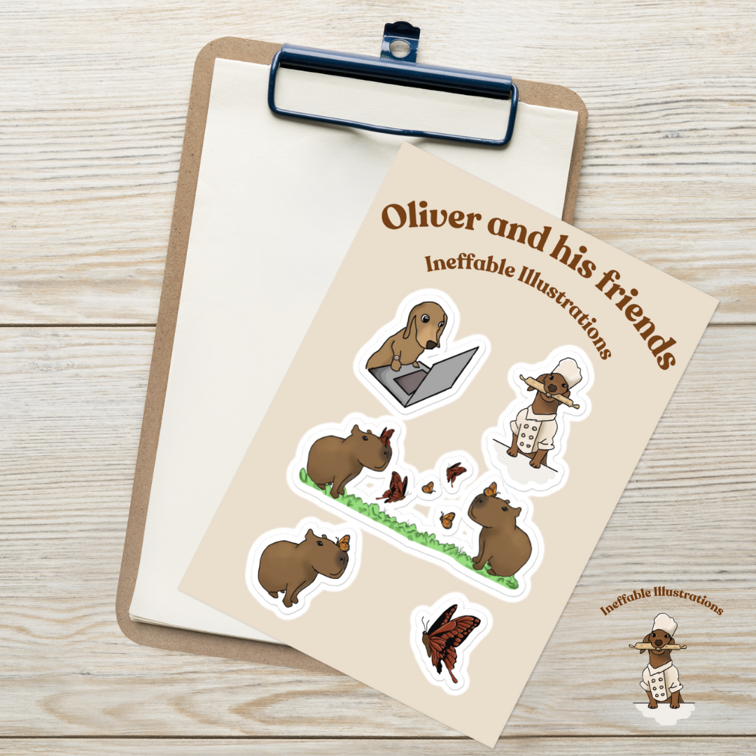 Sticker set "Oliver and Jolly". Hand-Drawn Glossy Stickers by a Creative Teen – Perfect for Notebooks, Laptops & Phone Cases!