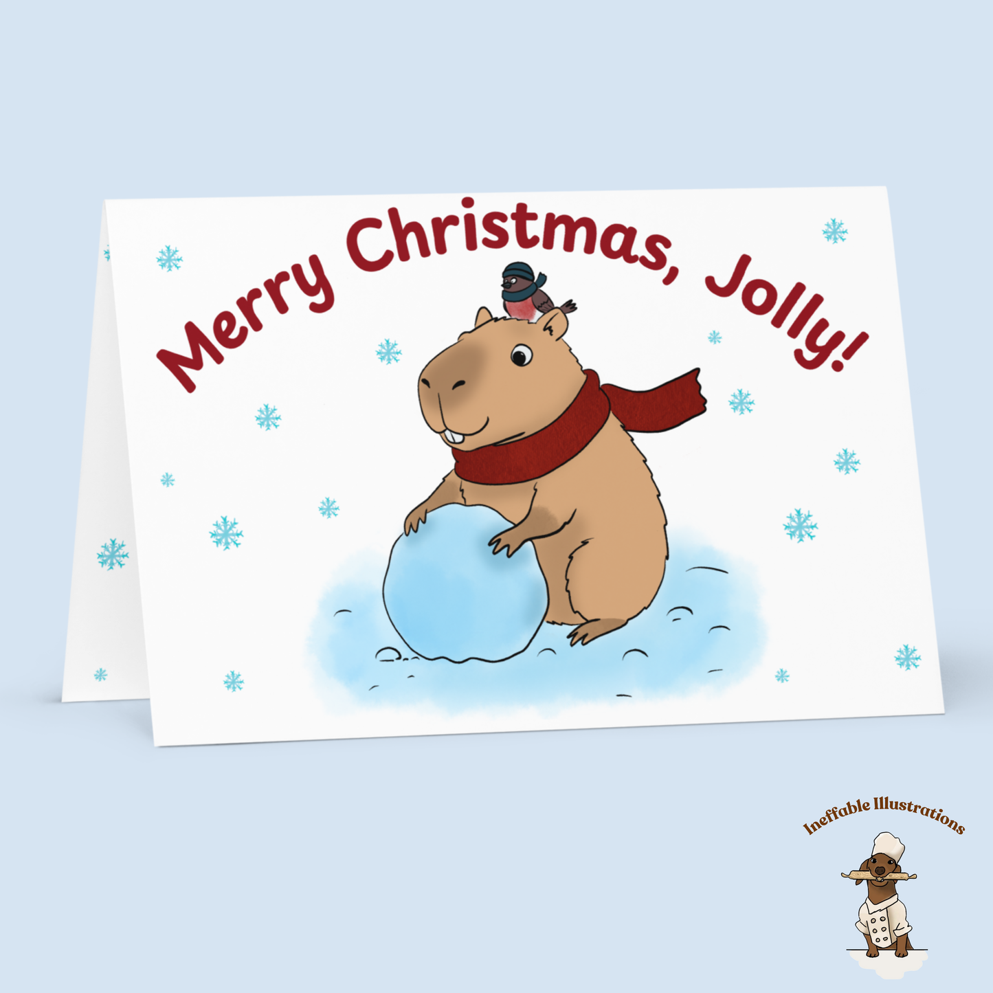 Personalized Capybara Christmas Card - Custom Name Holiday Greeting Card with Jolly