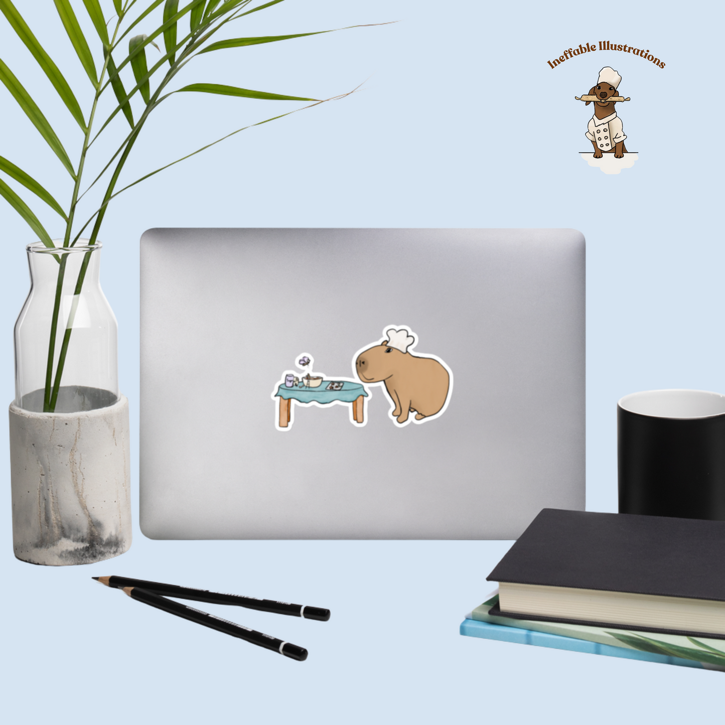 Capybara Chef Stickers Bubble Free Cute Animal Cooking Decals with Butterfly Caterpillar & Ant for Scrapbooking Planner Journals