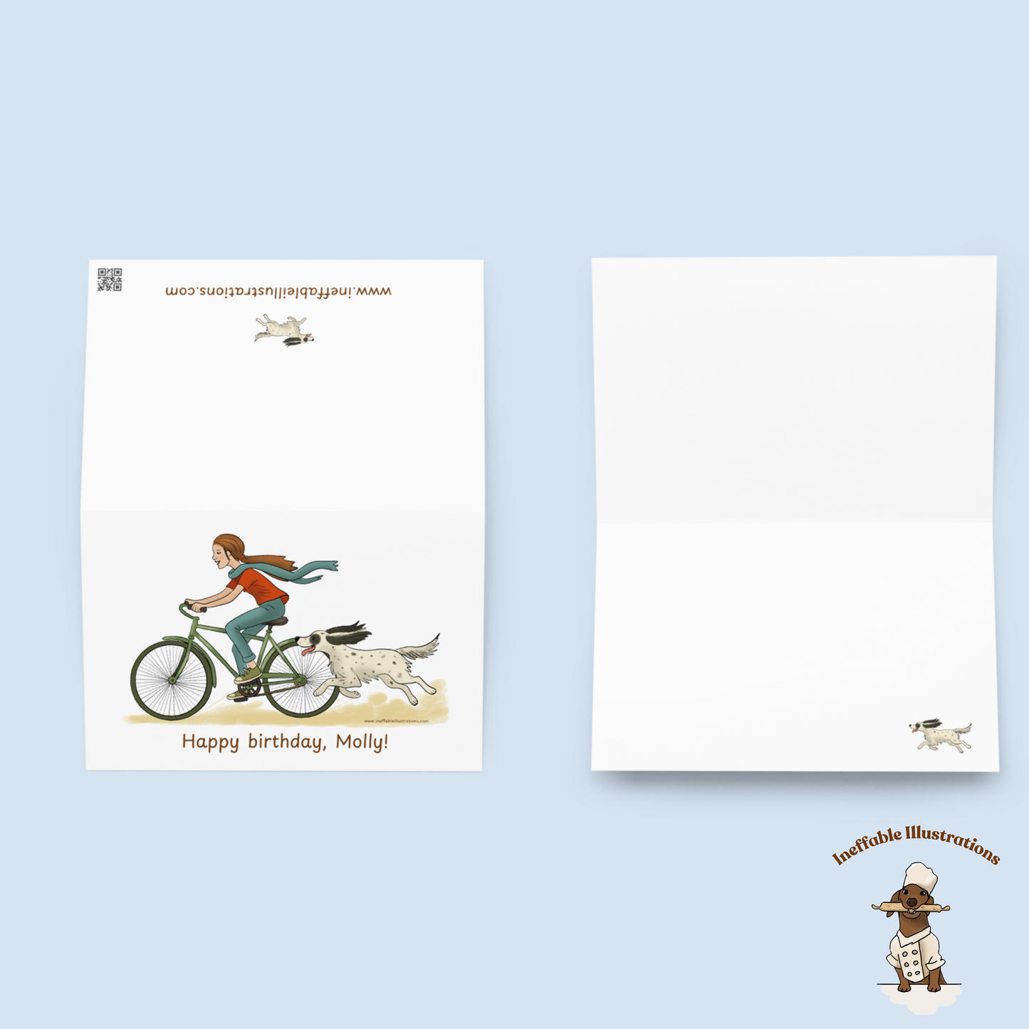 Personalized Happy Birthday Card - English Setter & Girl Adventure | Custom Name Birthday Greeting Card