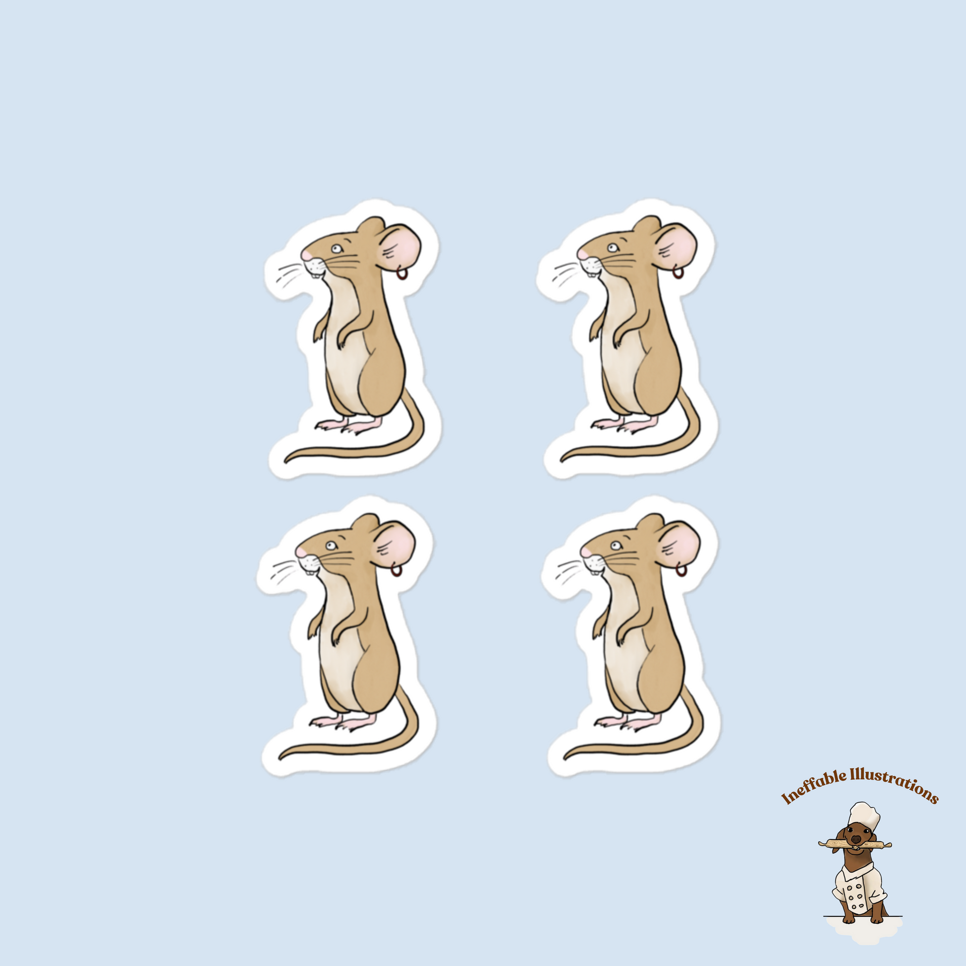 Bubble-Free Cute Mouse Stickers - Pedro Character Decals for Laptops, Notebooks & Crafts, Durable Waterproof Vinyl, Kids and Adults Gift - Ineffable Illustrations