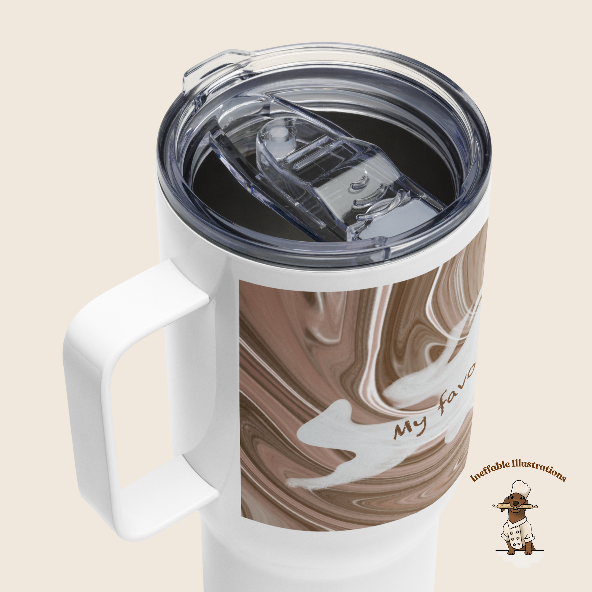 Travel Mug with Handle – My Favourite Coffee Is My Own – Reusable Coffee Cup for Hot Drinks, Portable Tea Cup Gift for Coffee Lovers - Ineffable Illustrations