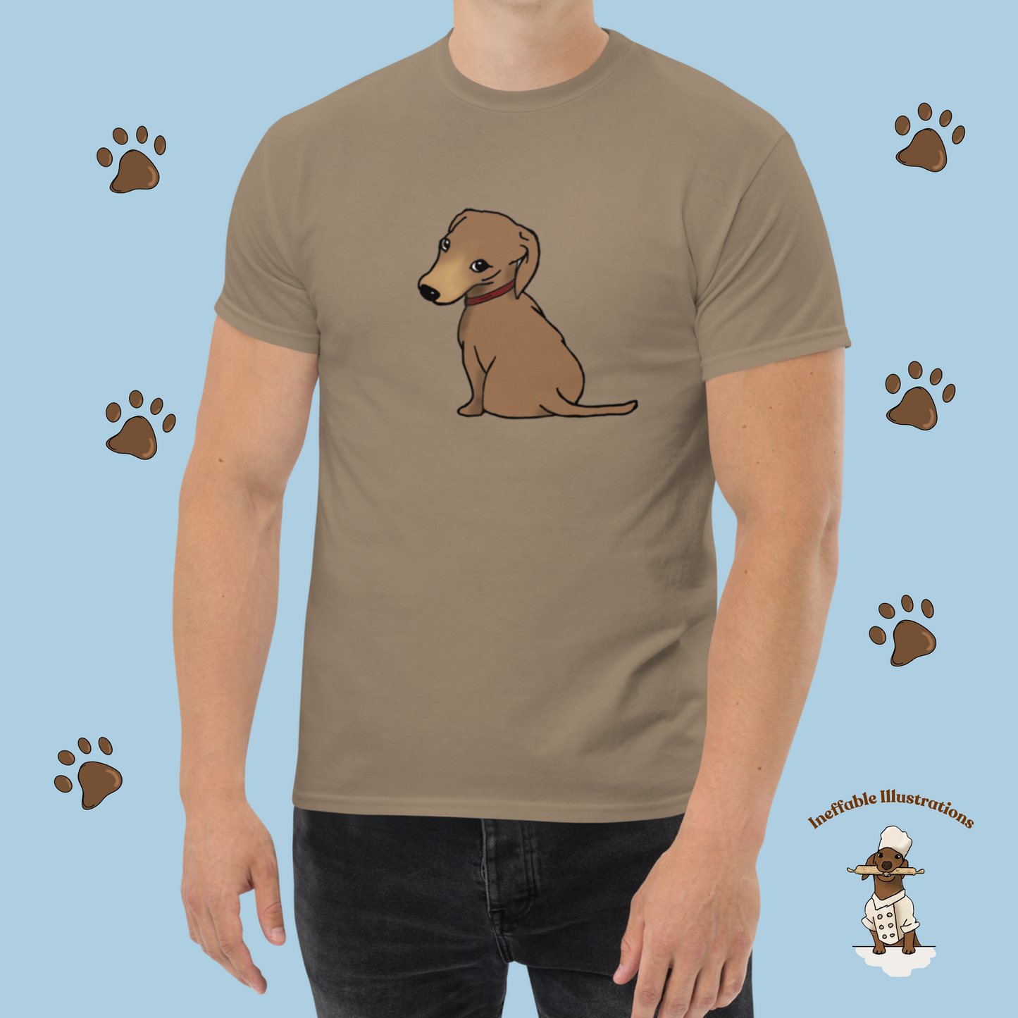 Shirt. Dachshund T-Shirt, Unisex Classic Tee with Cute Dachshund Oliver Design, Funny Pet Lover Gift, Dog Mom or Dad Apparel, Hand Drawn