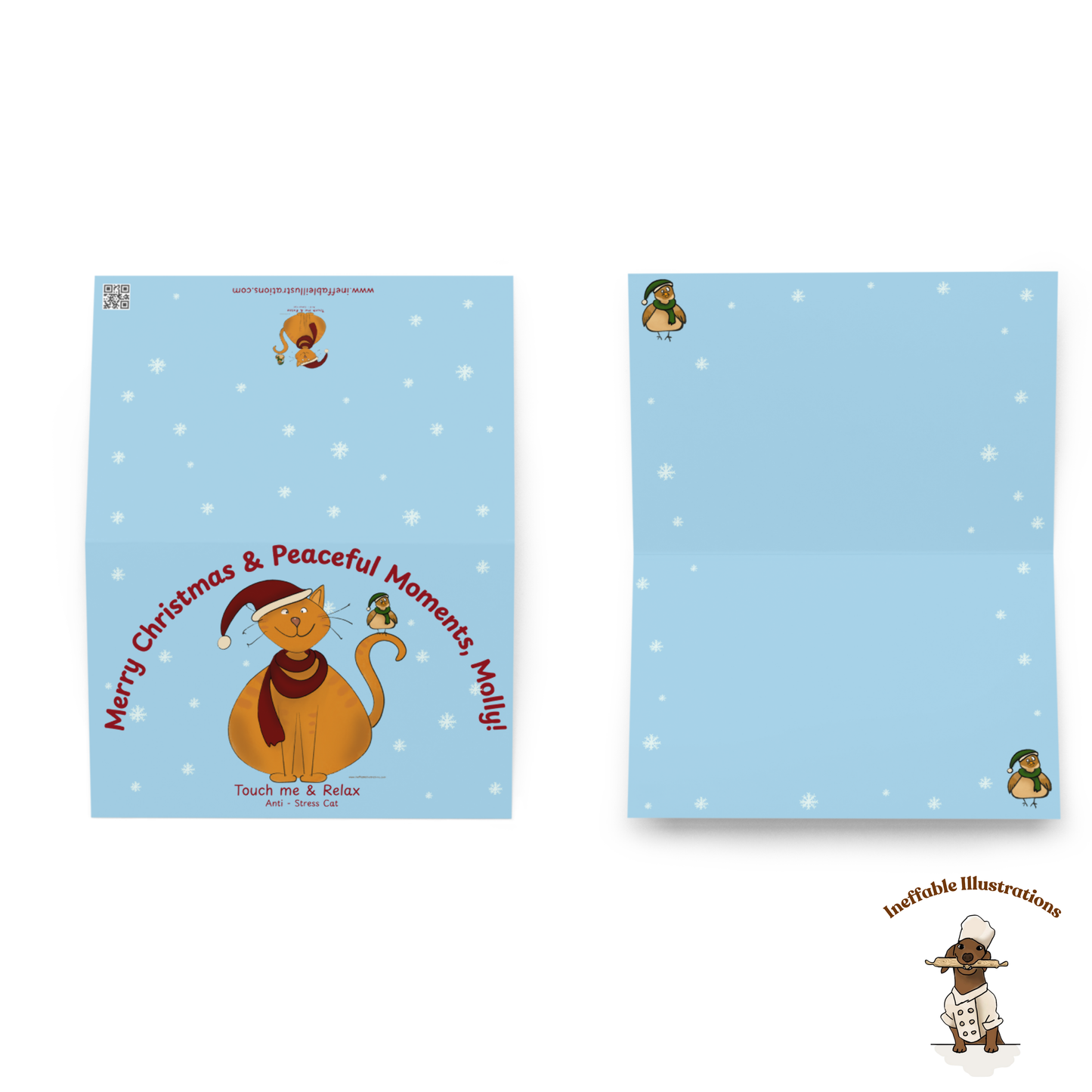 Personalized Anti-Stress Cat Christmas Card - Custom Name Calming Holiday Card