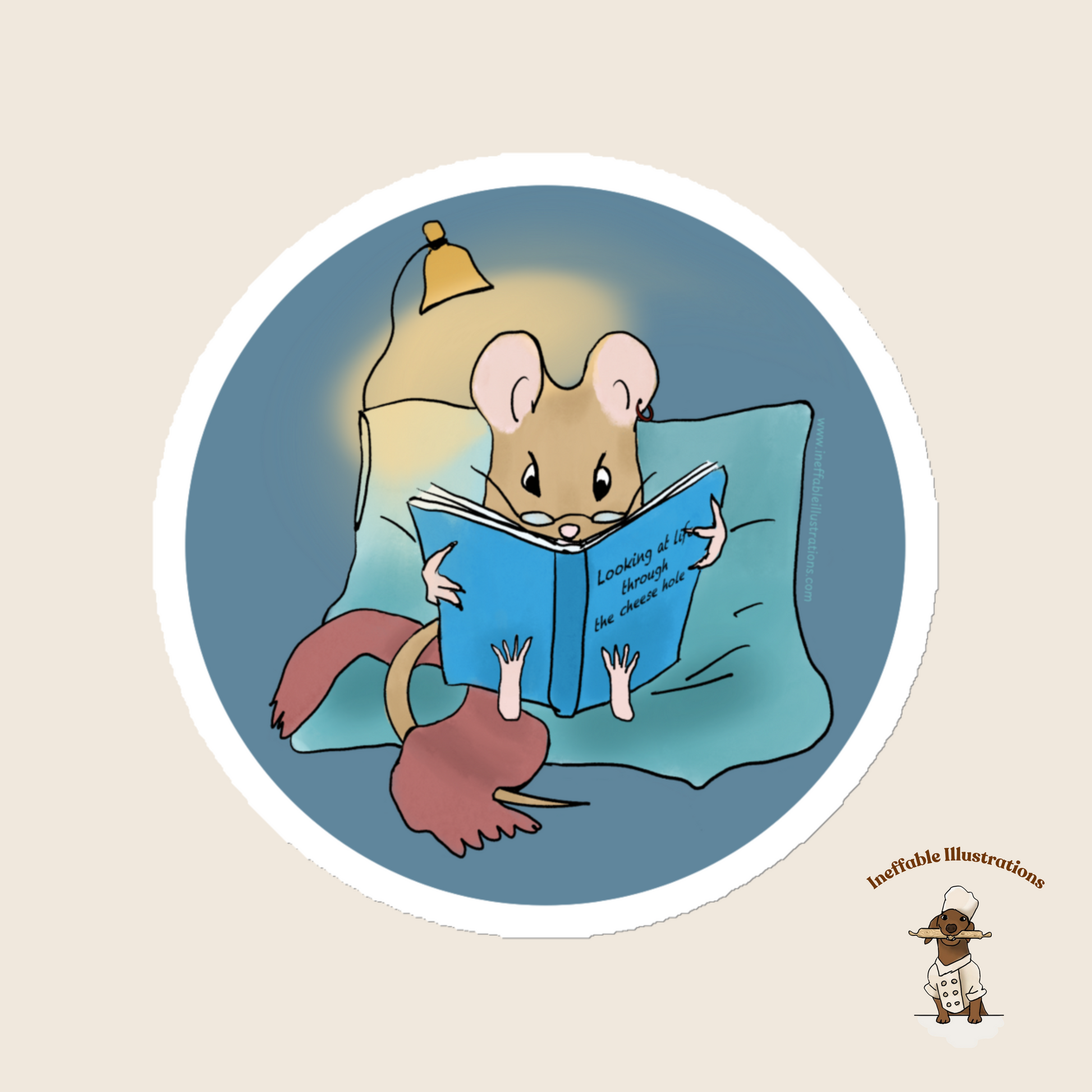 Cute Mouse Magnet Pedro Reading Book - Refrigerator Magnet Gift for Book Lovers, Kids, Teachers, and Students, Animal Lover Decor - Ineffable Illustrations
