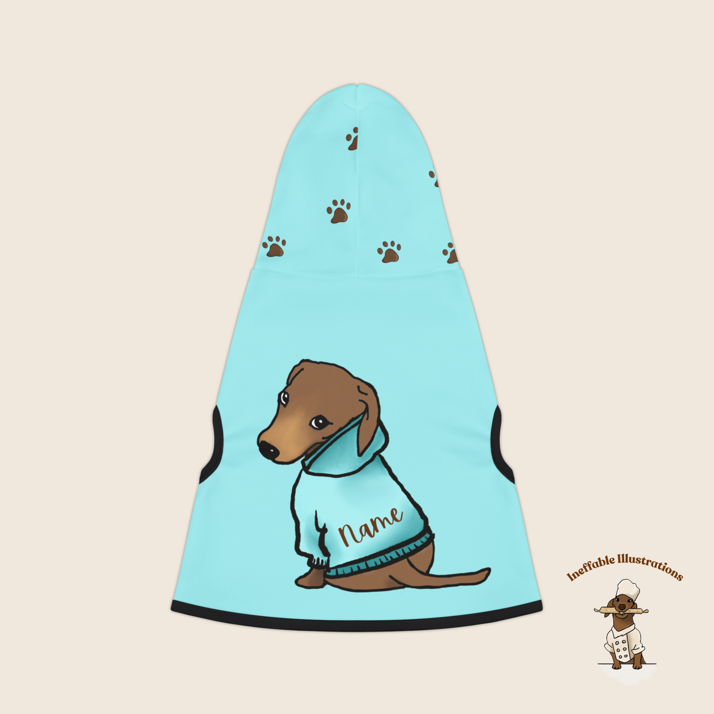 Personalized Dog Hoodie - Cute Dachshund Oliver Custom Pet Apparel, Animal Lover Gift, Cute Puppy Sweater