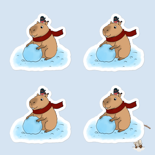 Jolly Capybara Christmas Sticker Set - 4 Festive Bubble-Free Vinyl Stickers
