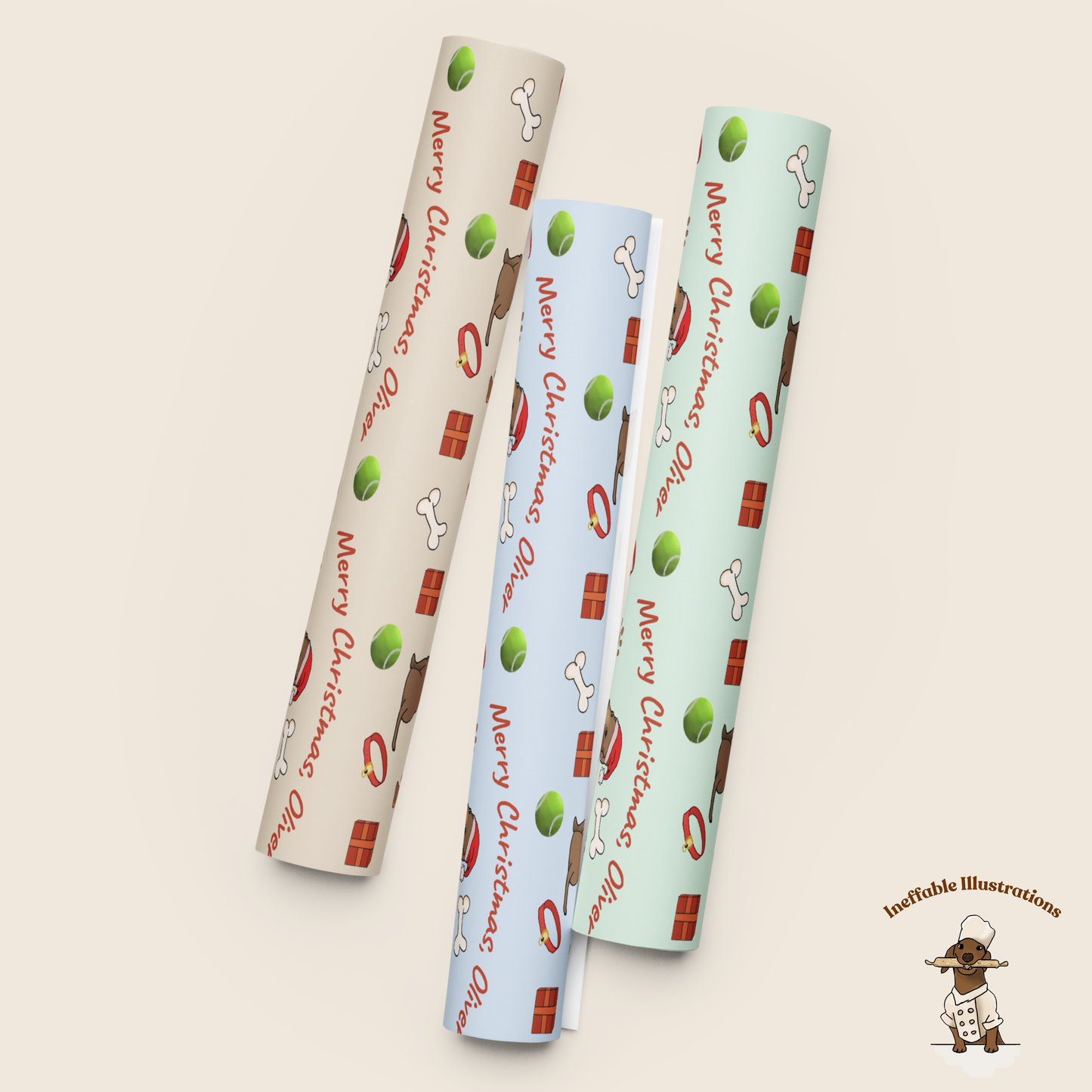 Personalized Capybara Christmas Wrapping Paper - Custom Name Gift Wrap with Jolly - Festive Holiday Gift Wrap Sheets