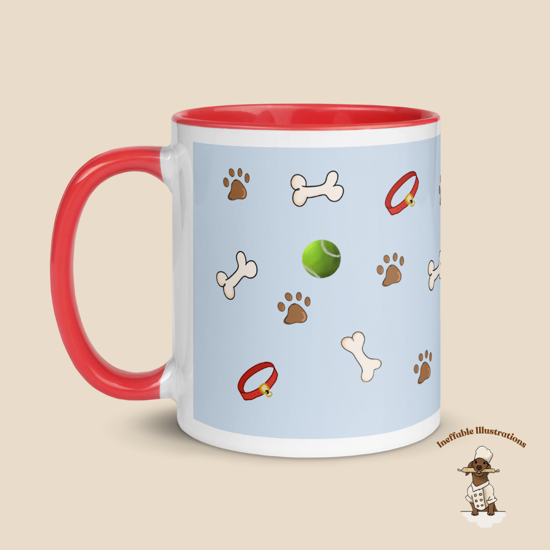 Mug: "Olivers joys". Dog Lover Mug | Color Inside Coffee Cup, Unique Gift for Dog Owners, Fun Hand-Illustrated Ceramic