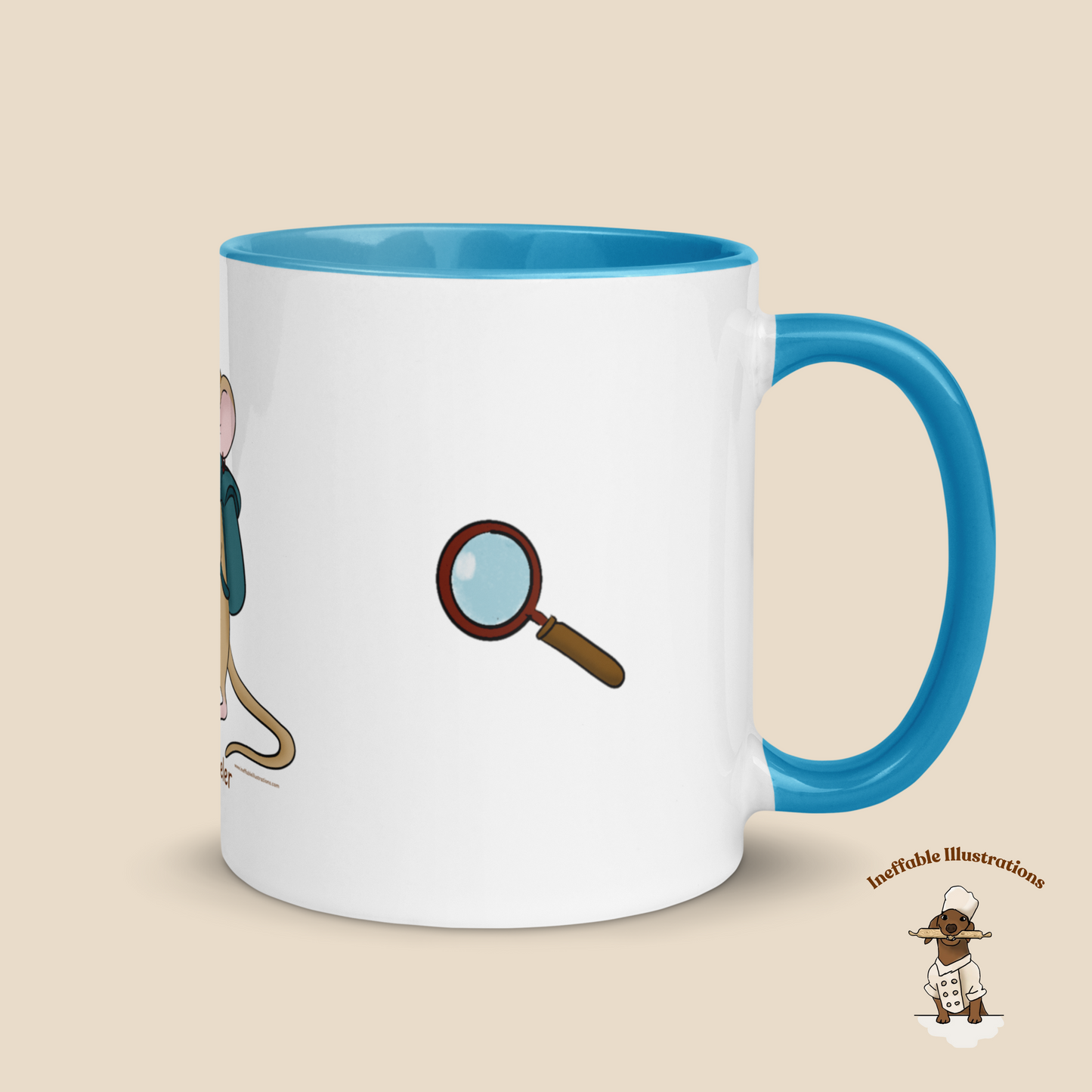 Mug with Color Inside - Little Traveler Mouse with Magnifying Glass & Compass