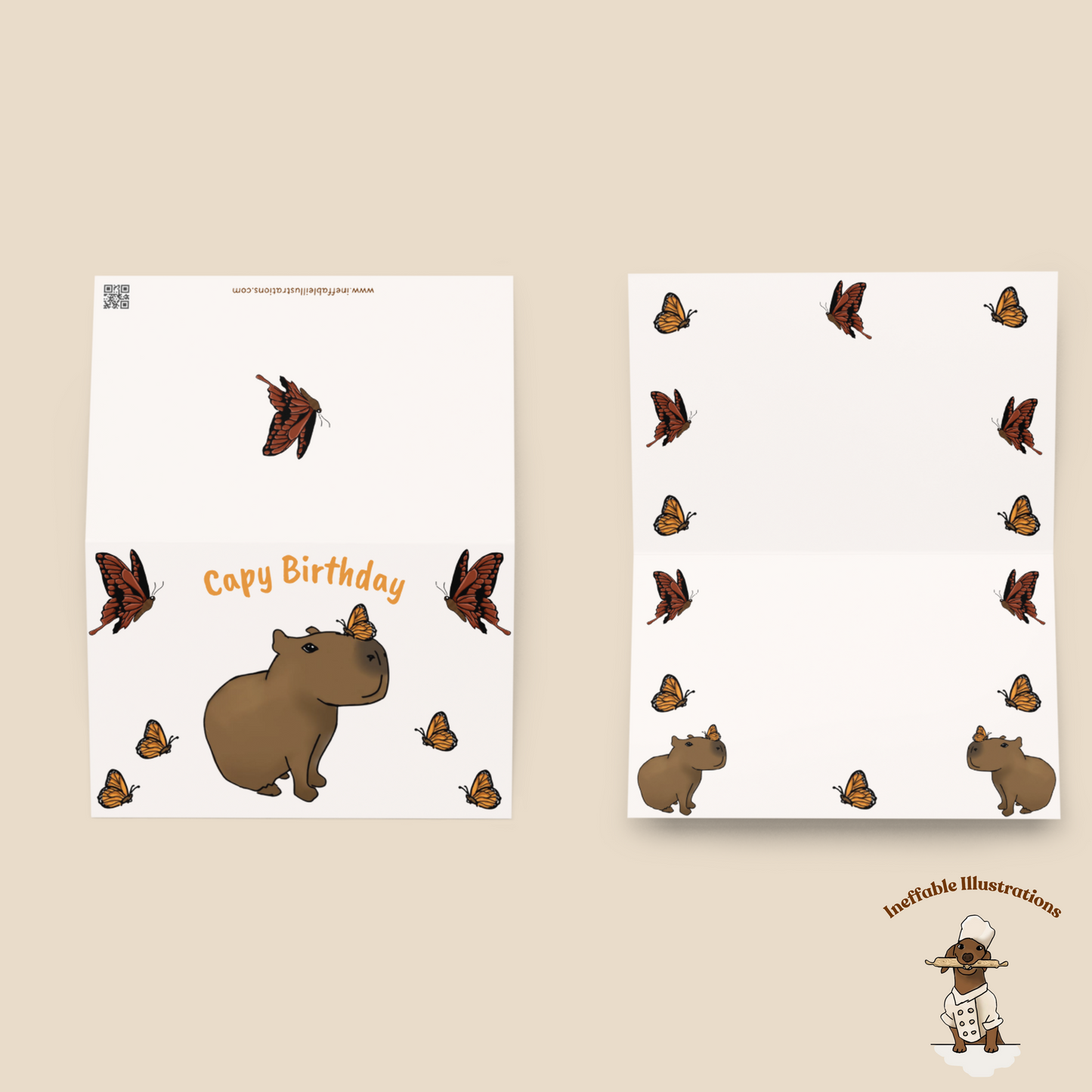 Capybara Birthday Card: Capybara Jolly Design with Butterflies, Cute Animal Greeting Card for Friends & Family, Unique Birthday Wishes