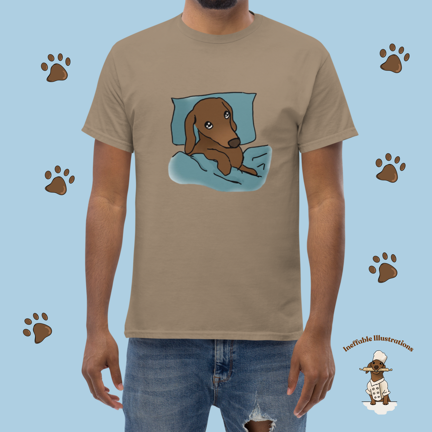 Shirt. Sleepy Dachshund Oliver Unisex Classic Tee, Cute Dog Lover Shirt, Funny Pet Gift, Comfortable Casual Wear for Dog Owners