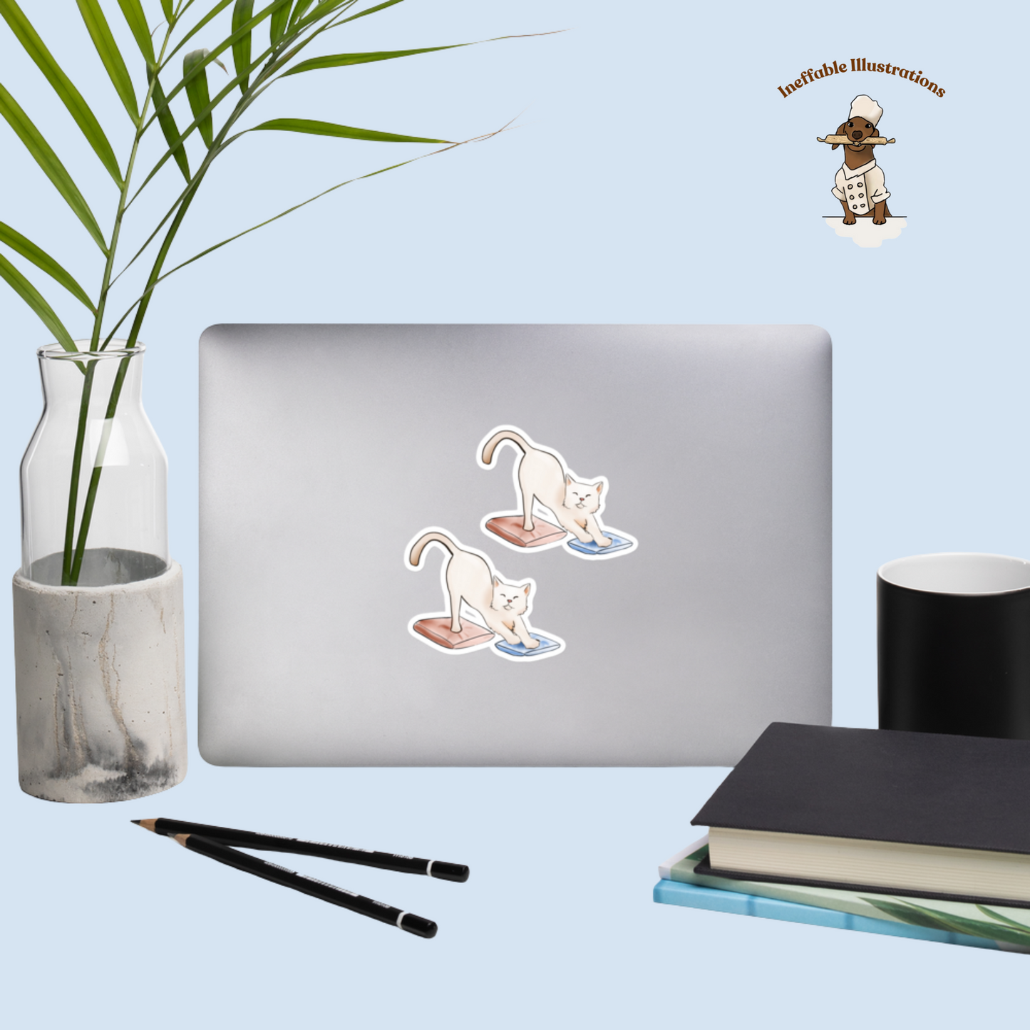 Ralph Cat Lazy Stretching 4-Pack Stickers