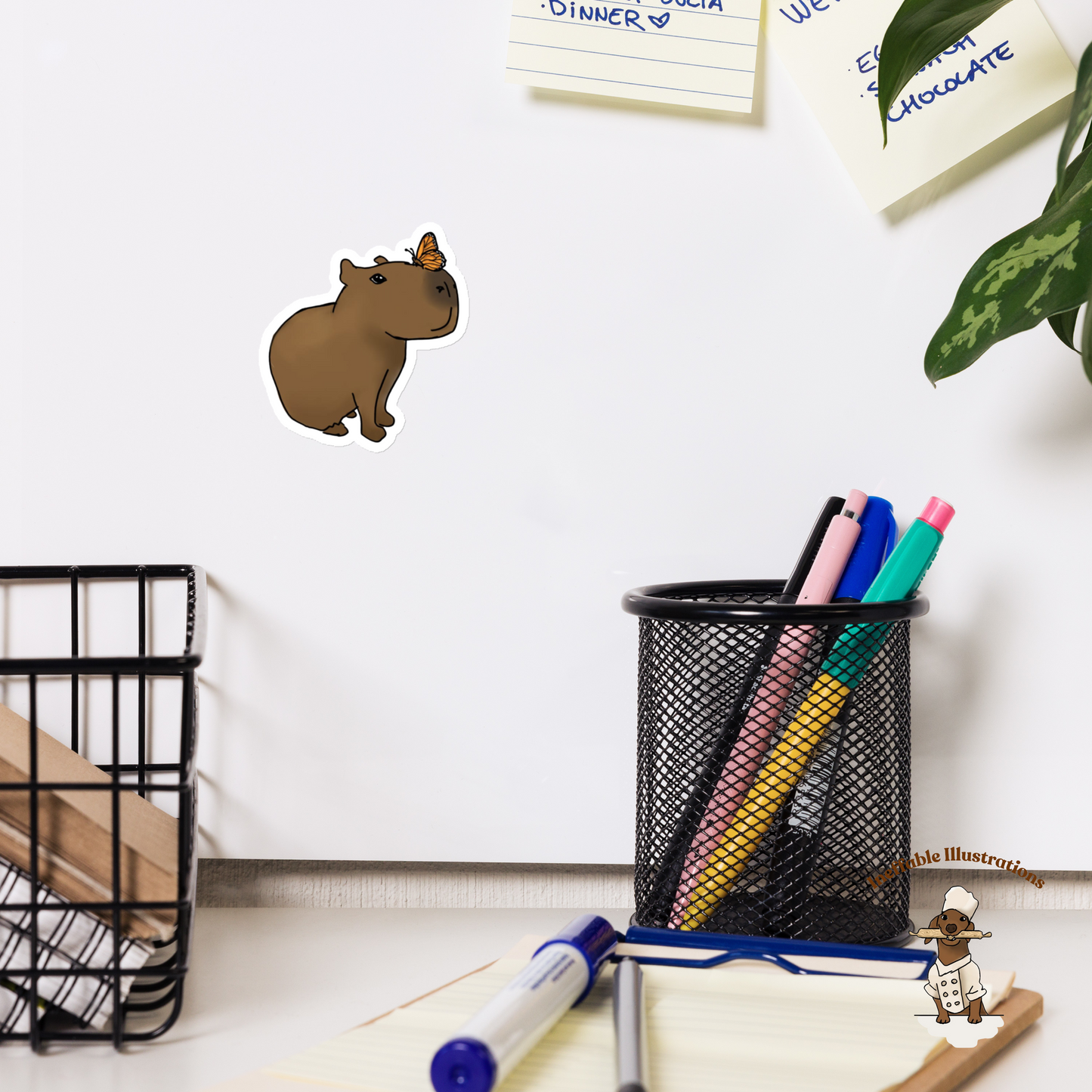 Capybara Magnet with Cute capybara Jolly & Butterfly design | Animal Lovers Gift, Fridge Decor, Cuteness Overload