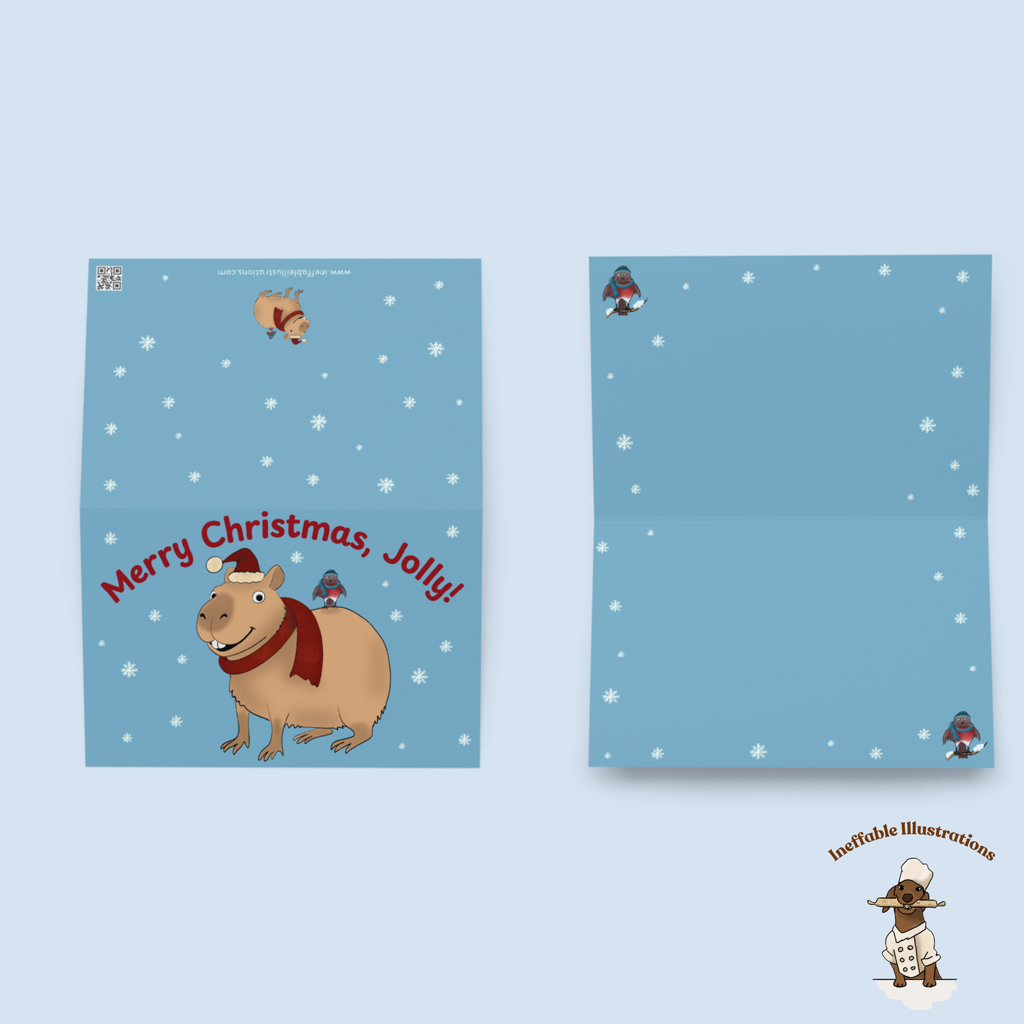 Personalized Christmas Greeting Card with Jolly the Capybara