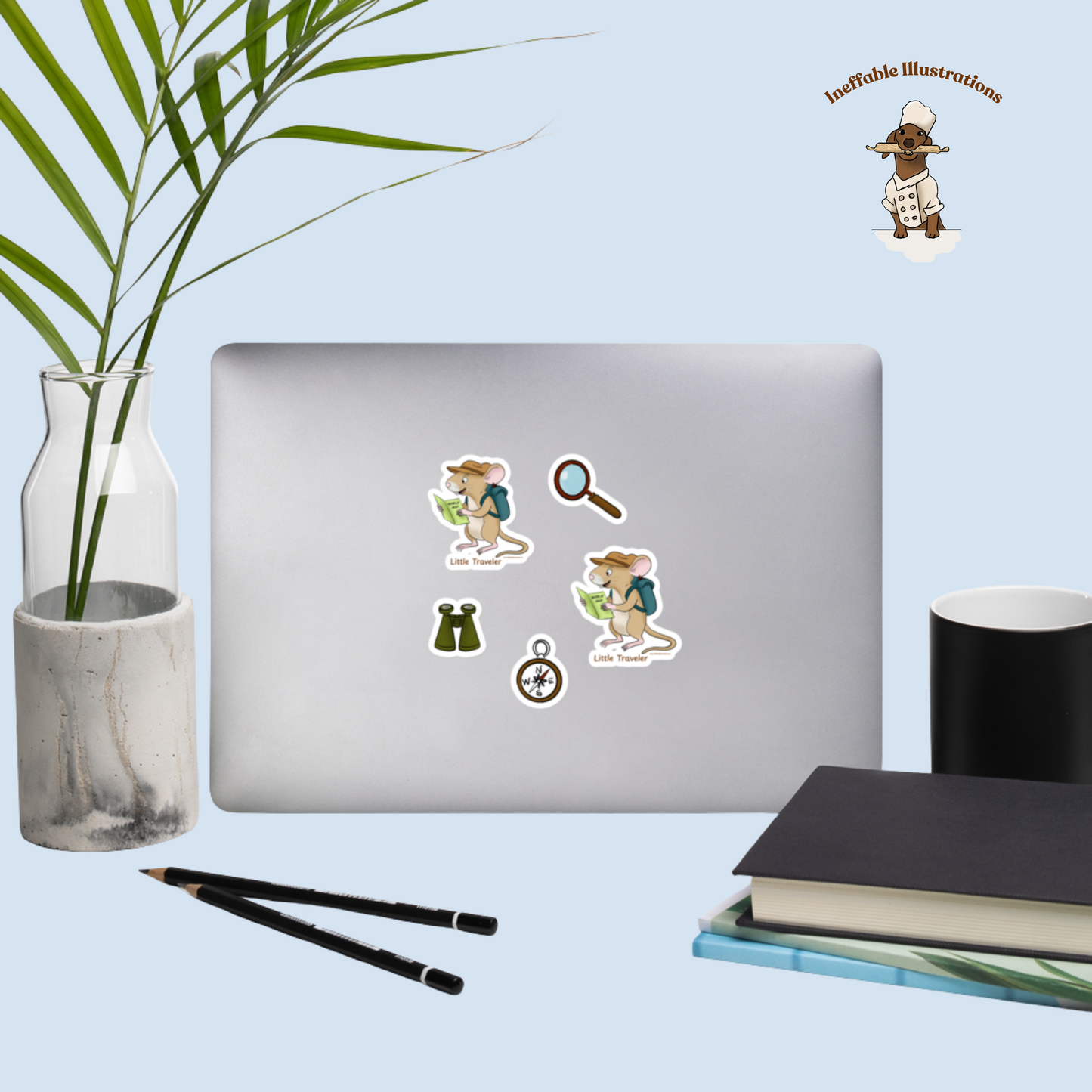 Little Traveler Sticker Pack - 5 Hand-Drawn Explorer Stickers