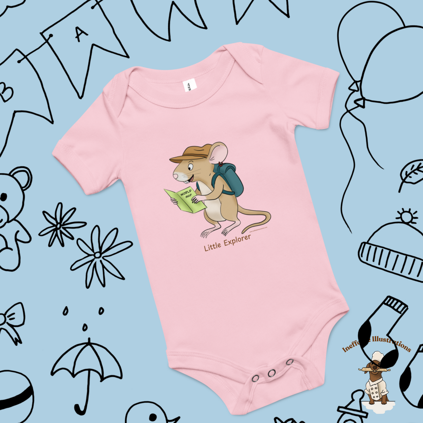 Baby short sleeve one piece, Littlle Explorer