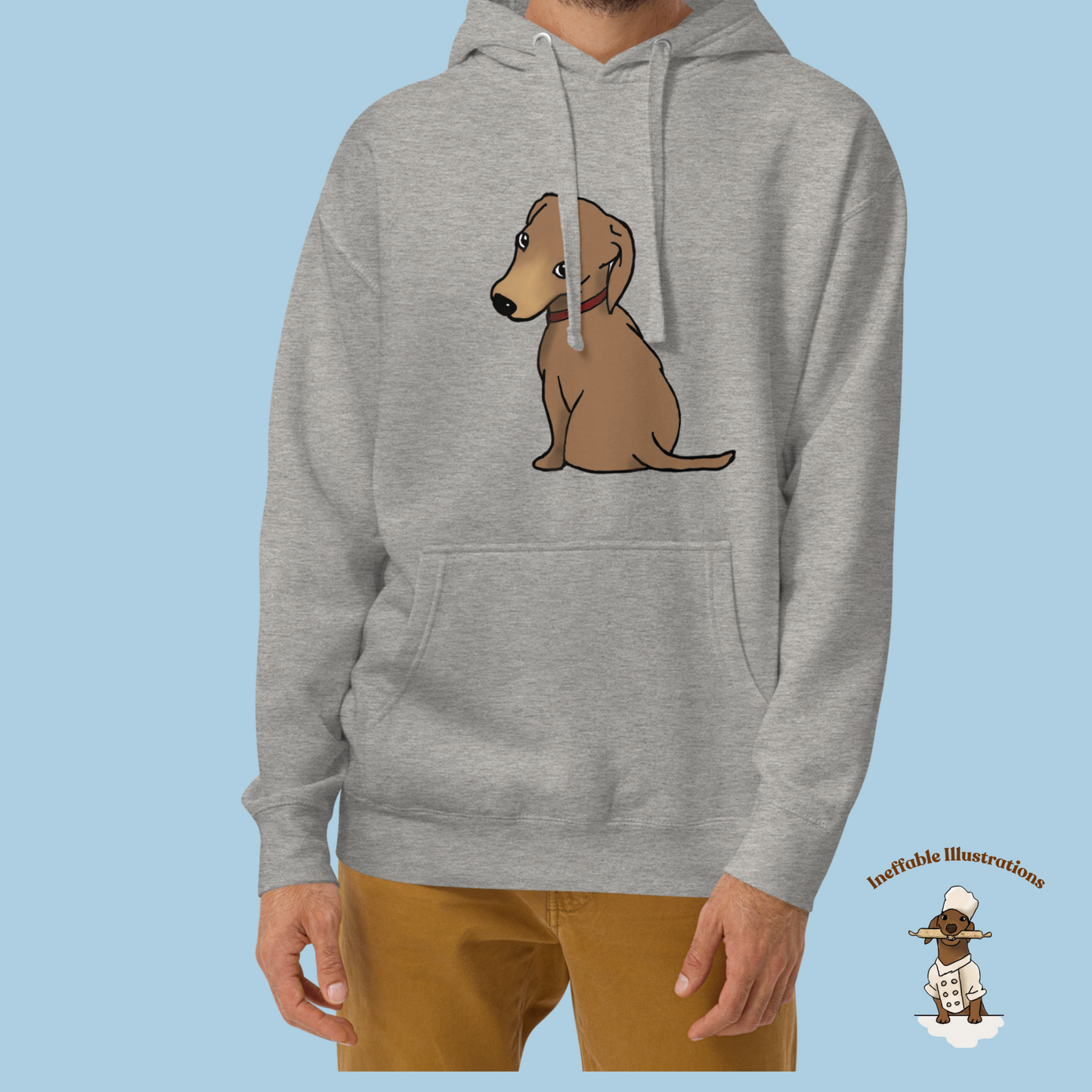 Cute Dachshund Oliver Hoodie | Unisex Hand-Illustrated Dachshund Design | Cozy Pet Lover Gift | Casual Wear for Dog Lovers