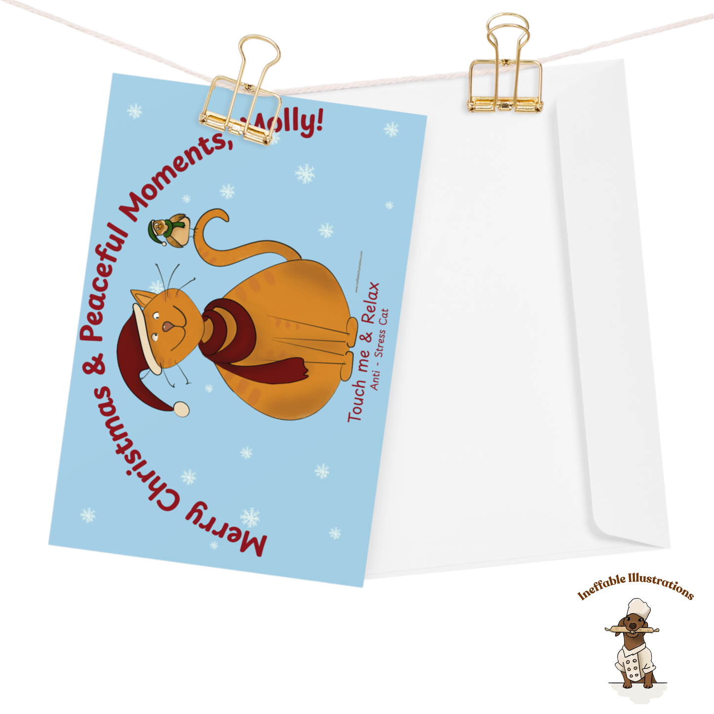 Personalized Anti-Stress Cat Christmas Card - Custom Name Calming Holiday Card