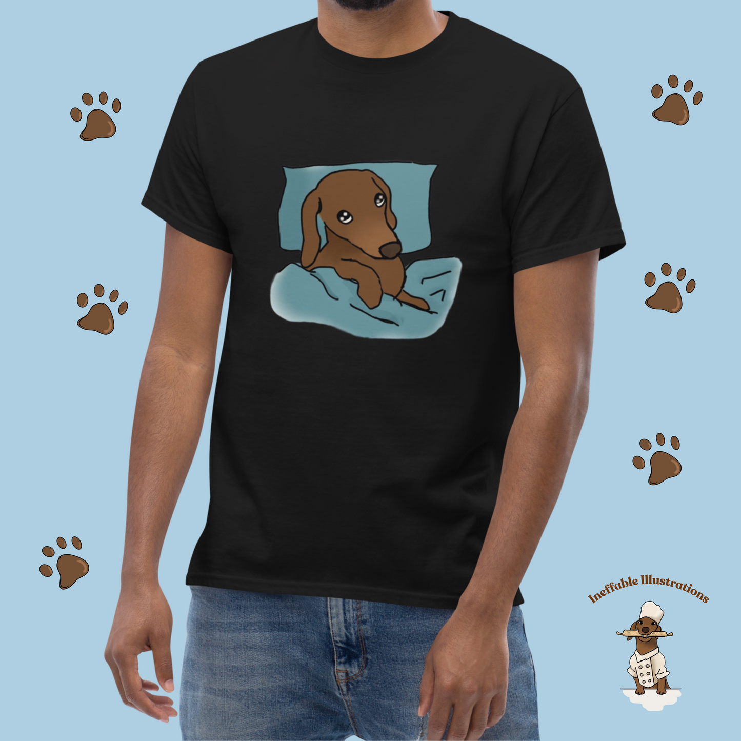 Shirt. Sleepy Dachshund Oliver Unisex Classic Tee, Cute Dog Lover Shirt, Funny Pet Gift, Comfortable Casual Wear for Dog Owners