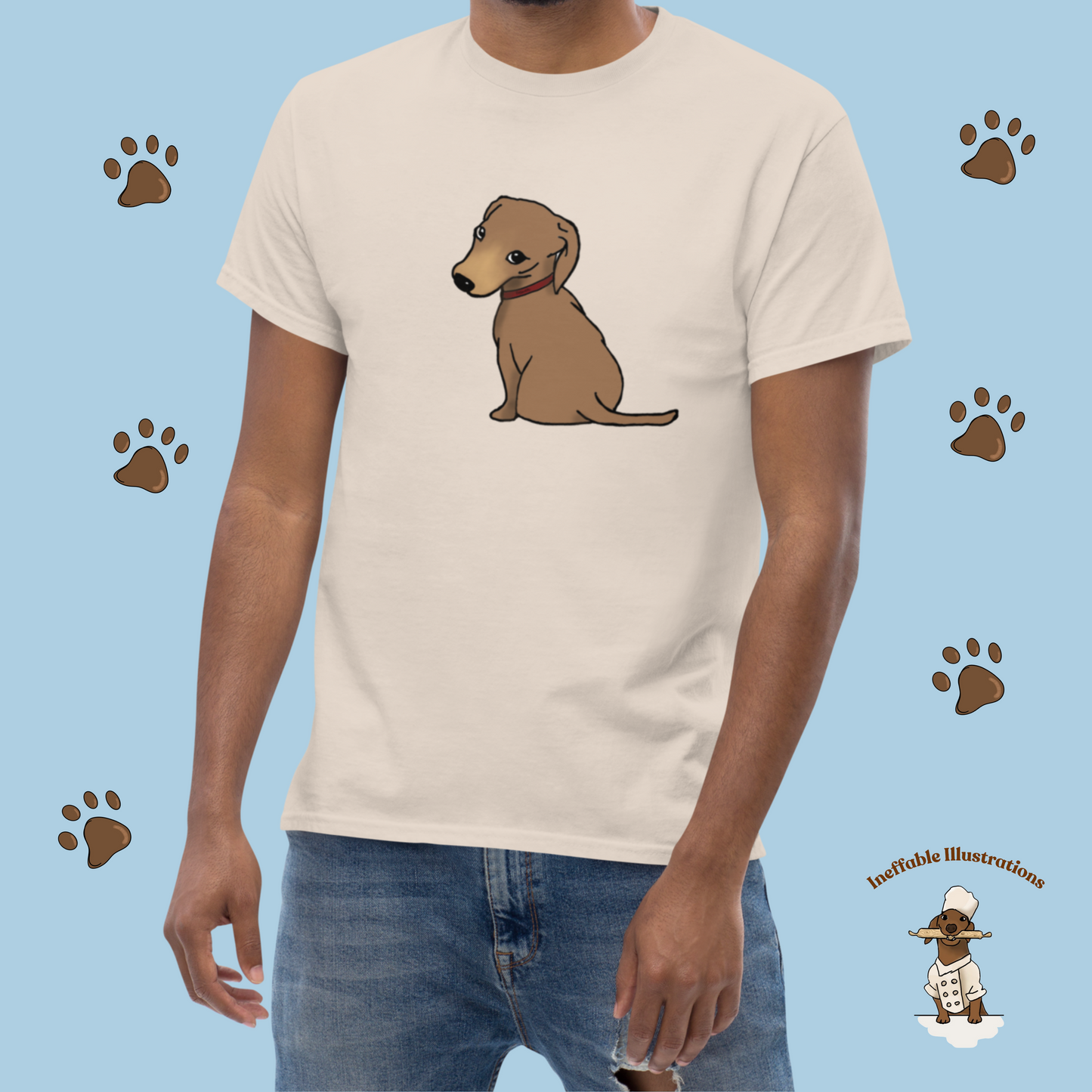 Shirt. Dachshund T-Shirt, Unisex Classic Tee with Cute Dachshund Oliver Design, Funny Pet Lover Gift, Dog Mom or Dad Apparel, Hand Drawn