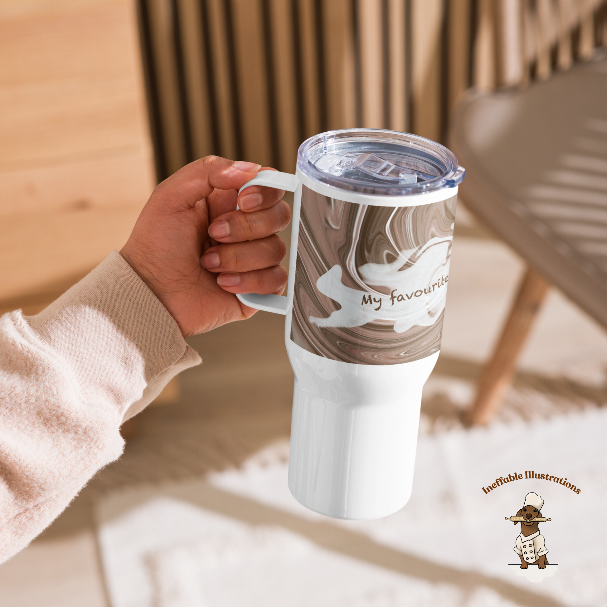 Travel Mug with Handle – My Favourite Coffee Is My Own – Reusable Coffee Cup for Hot Drinks, Portable Tea Cup Gift for Coffee Lovers - Ineffable Illustrations