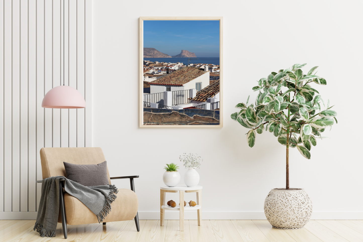 Mediterranean Spanish Town Photography Print, Sea & Mountains Artwork, Coastal Wall Decor, Landscape Photo, Home Decor Gift