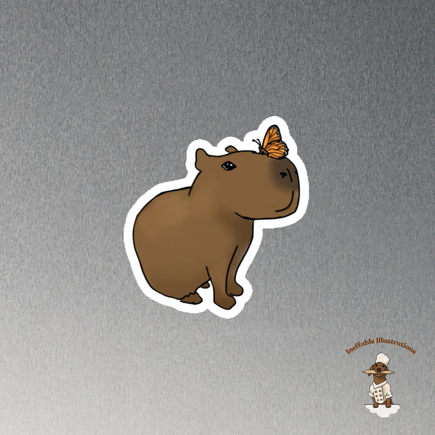 Capybara Magnet with Cute capybara Jolly & Butterfly design | Animal Lovers Gift, Fridge Decor, Cuteness Overload