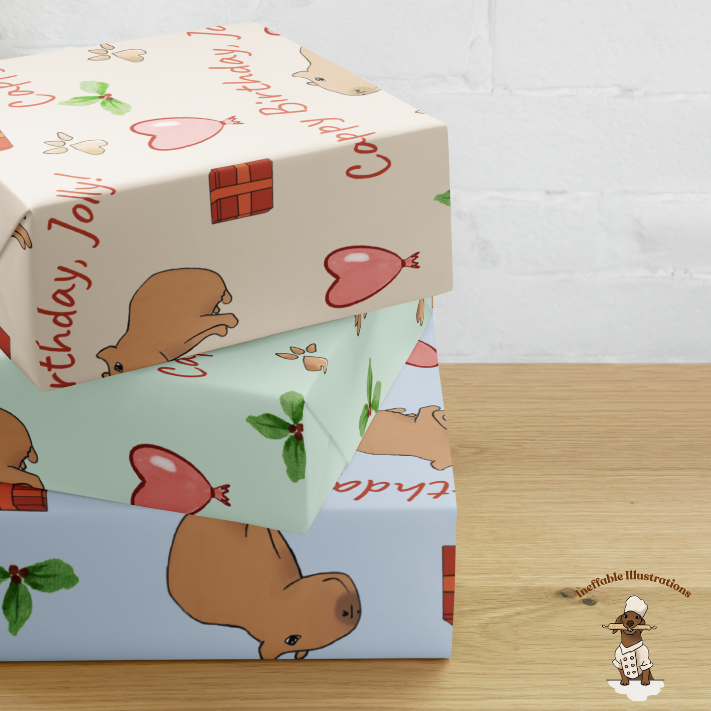 Personalized Capybara Wrapping Paper Sheets, Cute Gift Wrap for Birthdays & Holidays, Fun Decor for Festive Gifts