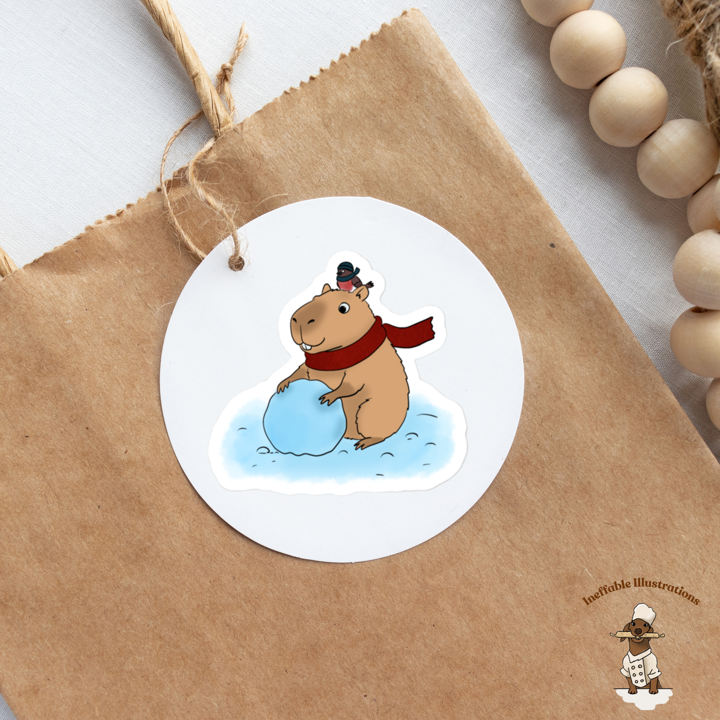 Jolly Capybara Christmas Sticker Set - 4 Festive Bubble-Free Vinyl Stickers