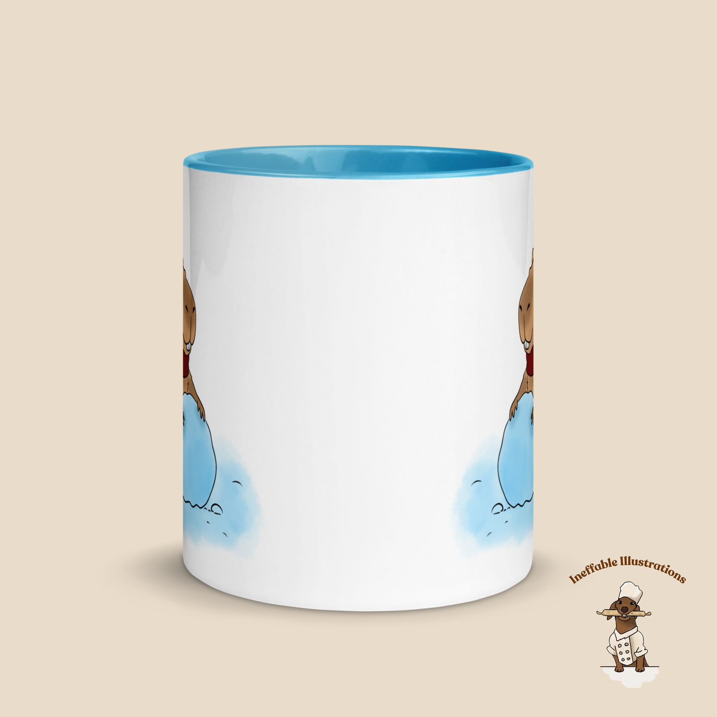 Christmas Jolly Capybara Mug with Color Inside