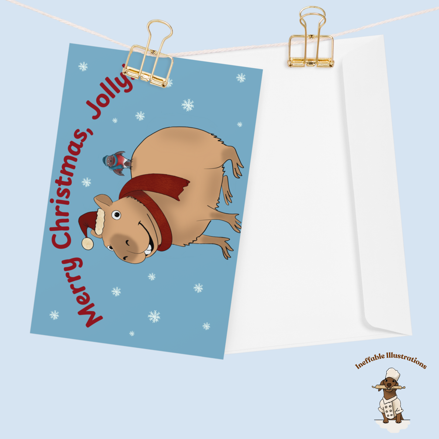 Personalized Christmas Greeting Card with Jolly the Capybara