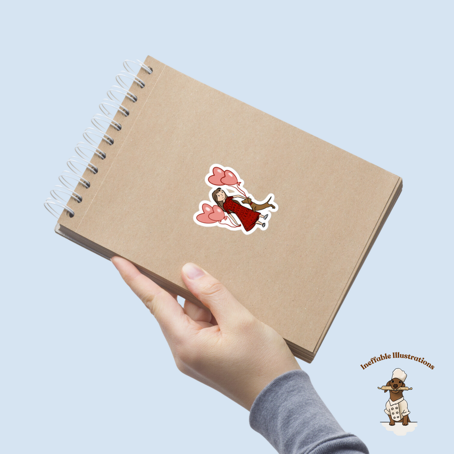 Dachshund Sticker: Cute St. Valentine Design Featuring dachshund Oliver & Adorable Owner Molly, Perfect for Dog Lovers and Gifts!