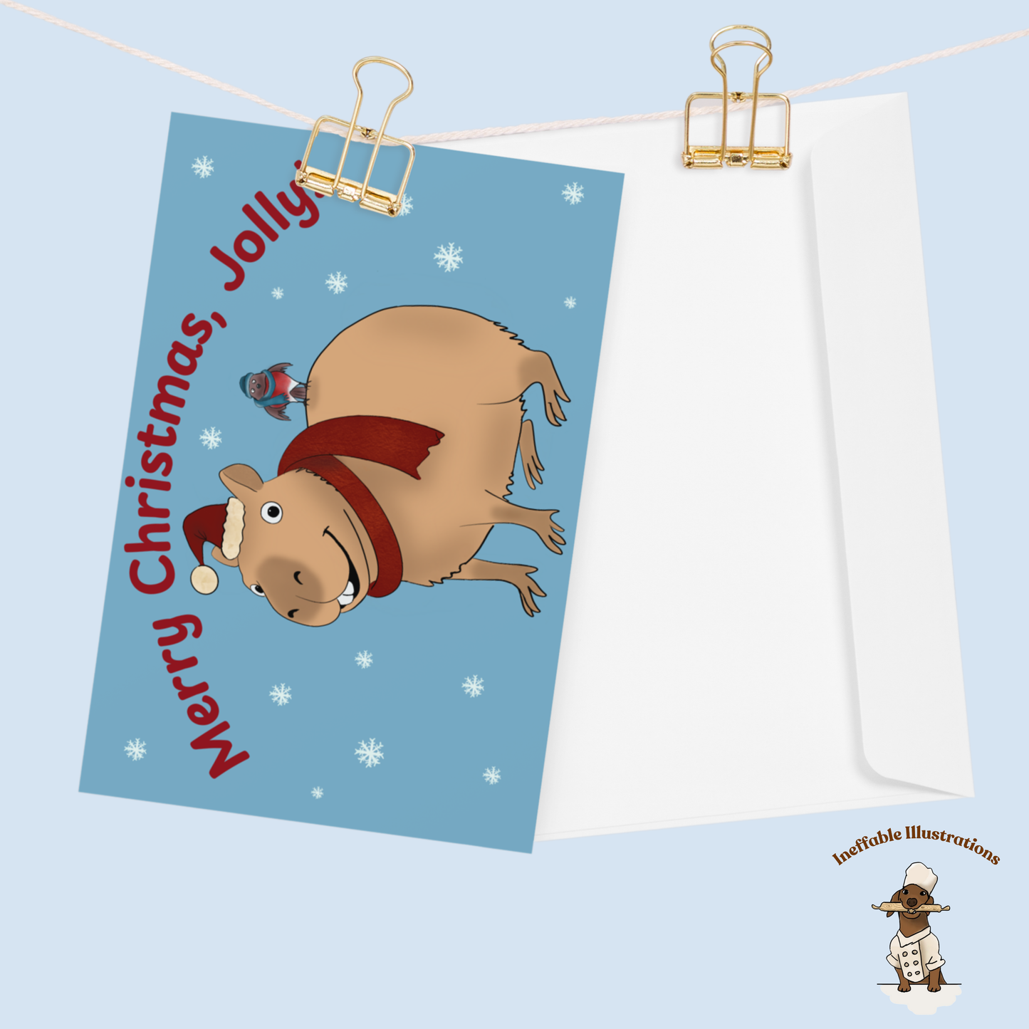 Personalized Christmas Greeting Card with Jolly the Capybara