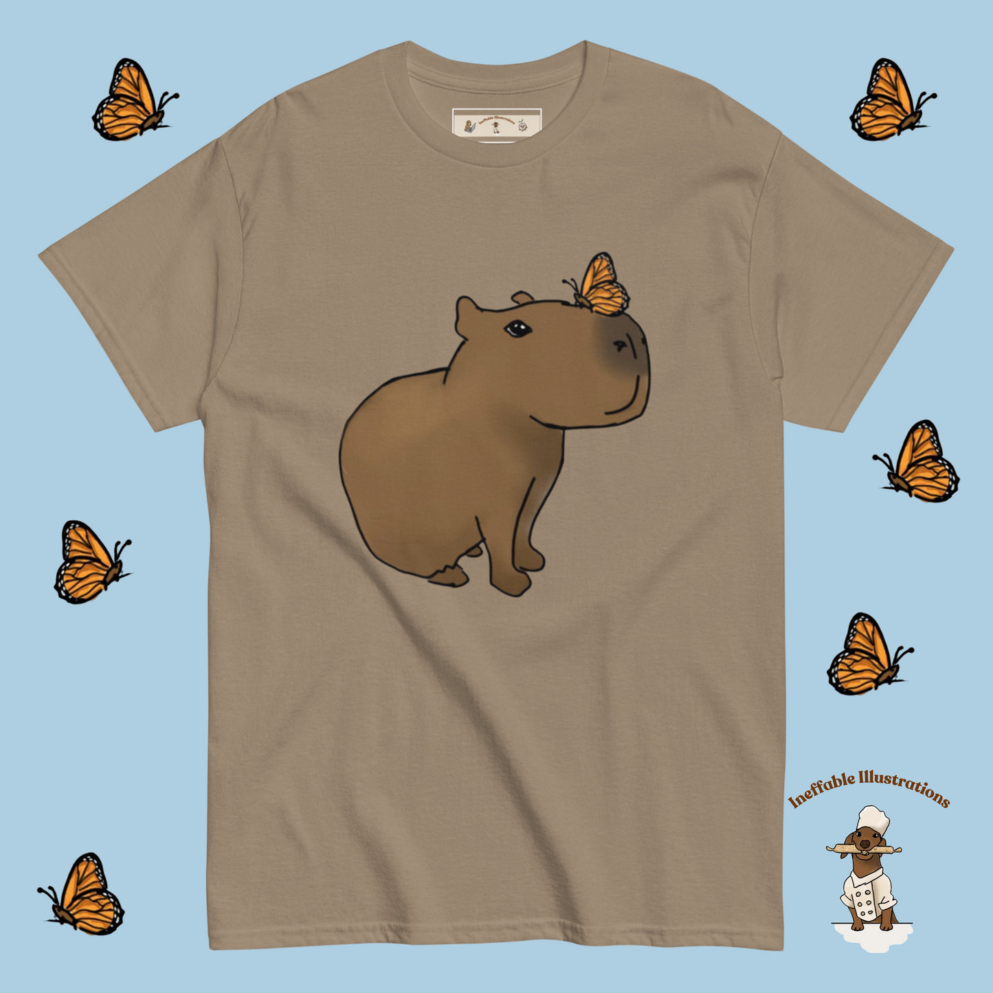 Shirt. Hand-Drawn Cute Capybara Jolly Shirt - 100% Cotton Unisex Shirt for Trendy Streetwear Looks