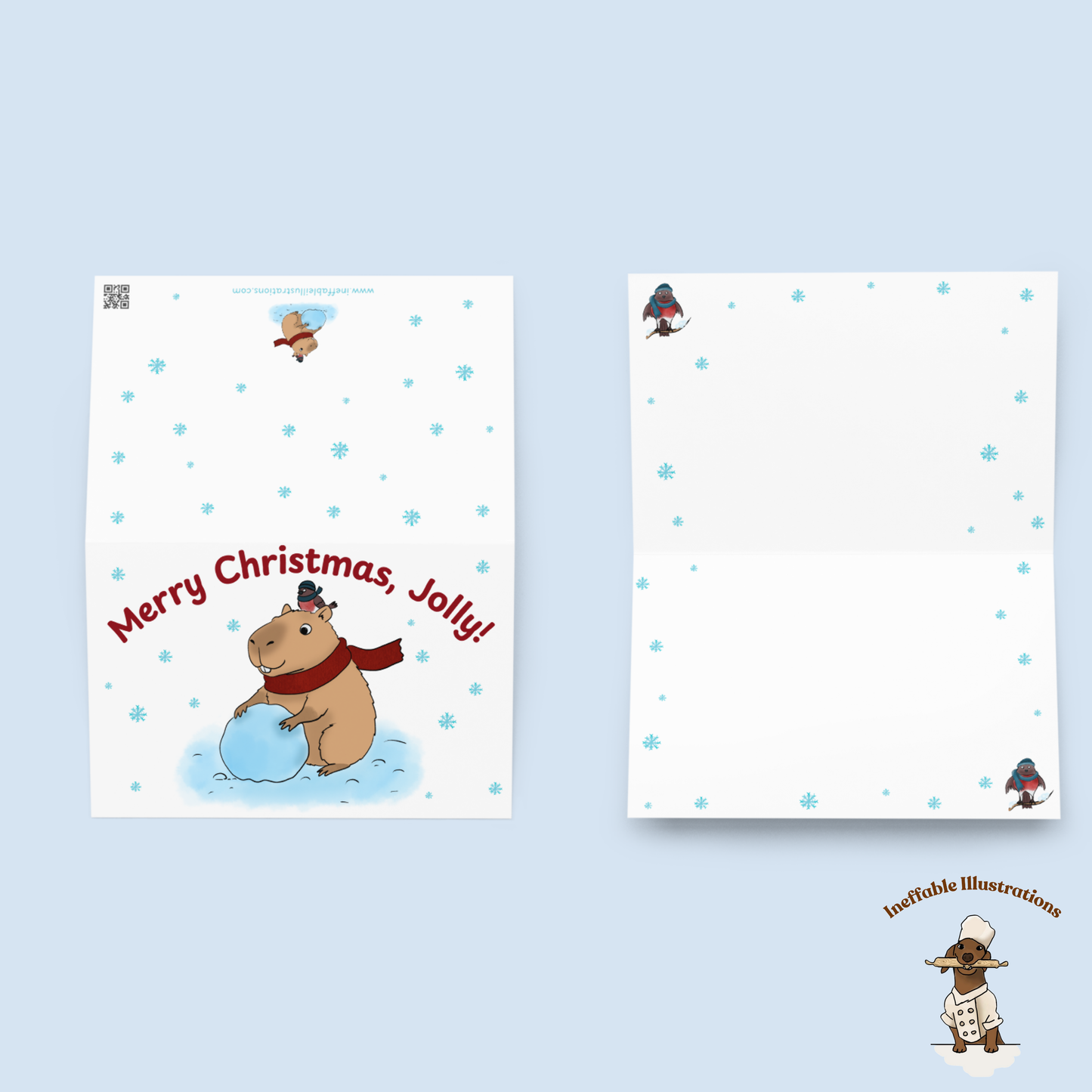 Personalized Capybara Christmas Card - Custom Name Holiday Greeting Card with Jolly